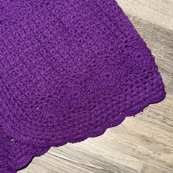 💯 Cotton, Crocheted Purple Women's Sweater - Picture 6 of 8
